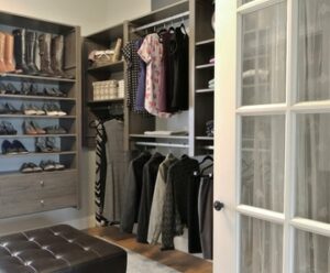 driftwood brown closet with clothes