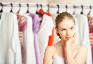 woman thinking about what to wear