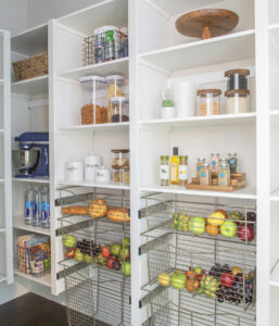 kitchen pantry with custom shelving