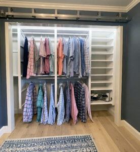 backlit custom hanging closet