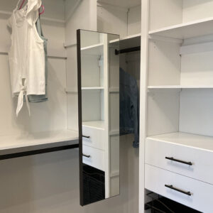 Closet corner with pull out mirror